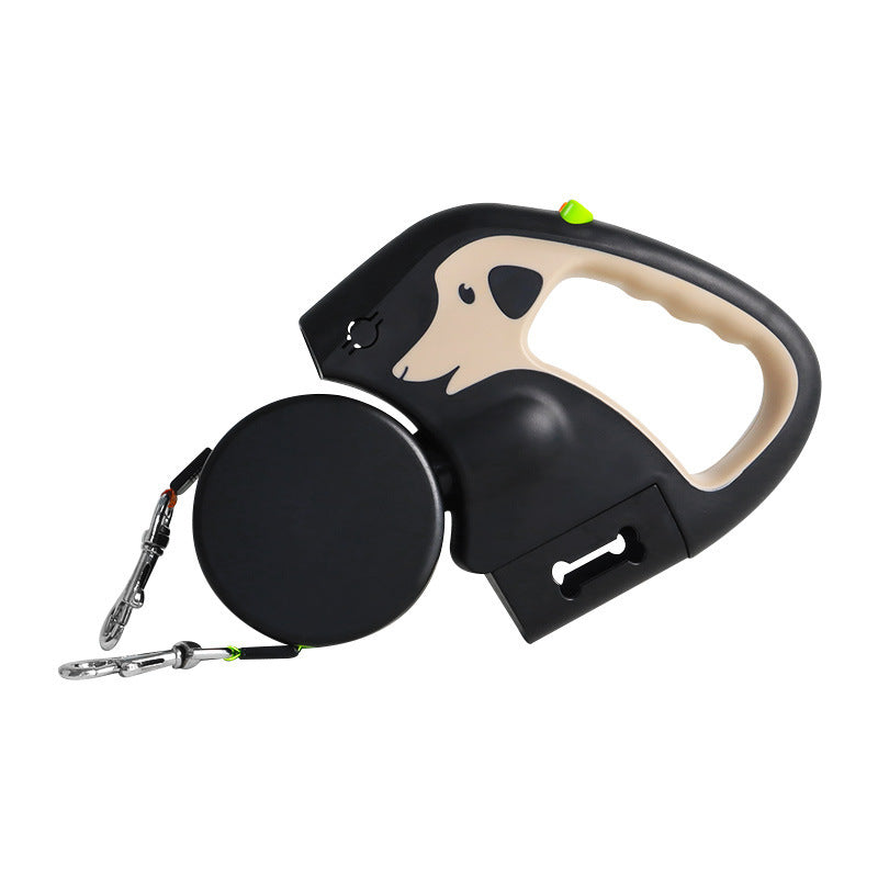 Dual Retractable Dog Leash – 360° Tangle-Free with LED Light