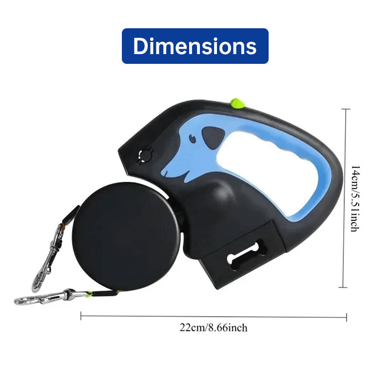 Dual Retractable Dog Leash – 360° Tangle-Free with LED Light