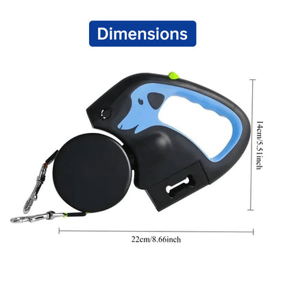 Dual Retractable Dog Leash – 360° Tangle-Free with LED Light