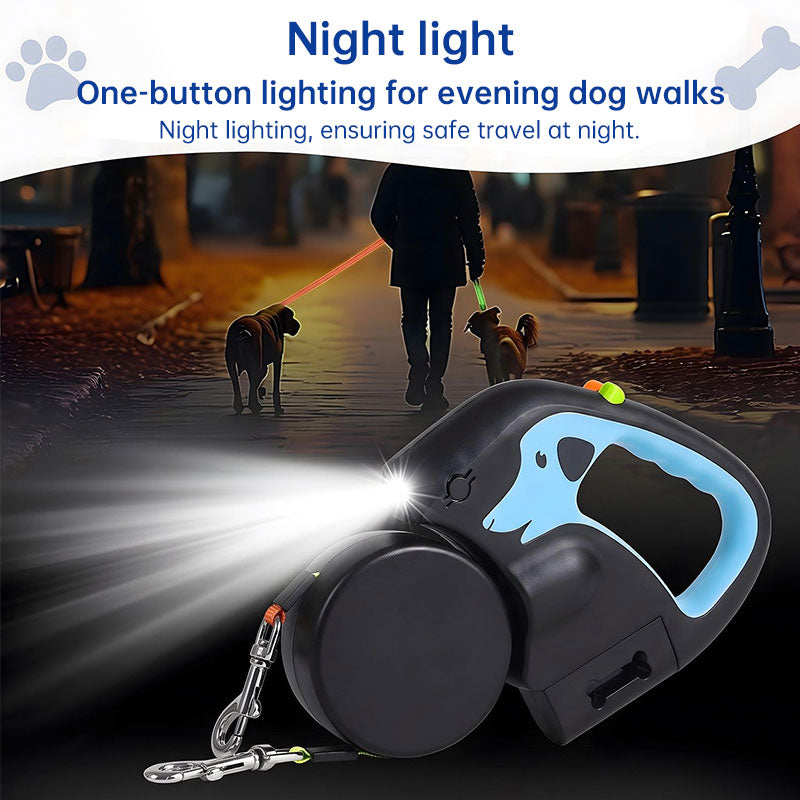 Dual Retractable Dog Leash – 360° Tangle-Free with LED Light
