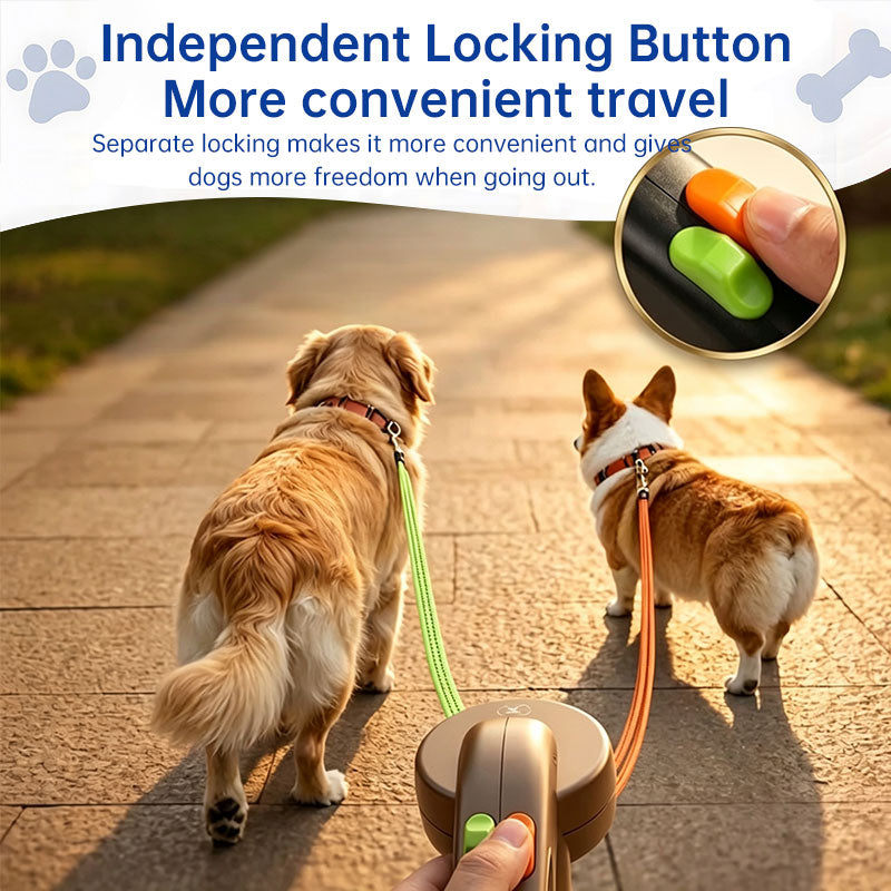 Dual Retractable Dog Leash – 360° Tangle-Free with LED Light