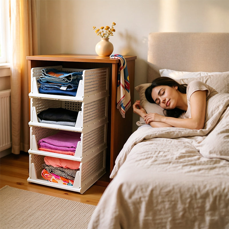 4- Pack Stackable Closed Organizer Bins