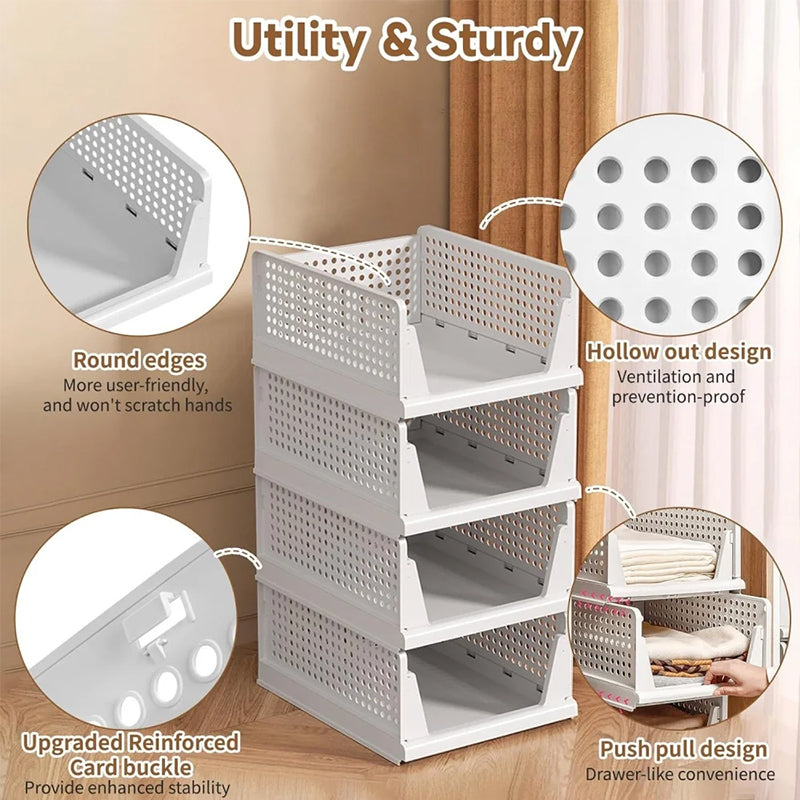 4- Pack Stackable Closed Organizer Bins